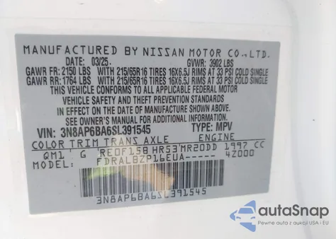 2025 Nissan Kicks S Fwd from USA, damaged, VIN 3N8AP6BA6SL391545